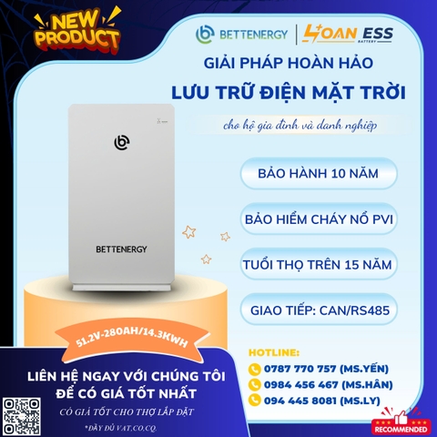 Pin lưu trữ lihium BETTENERGY 14.3 Kwh - Bảo hành 10 năm
