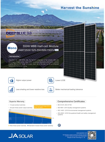Tấm pin JA Solar 540w